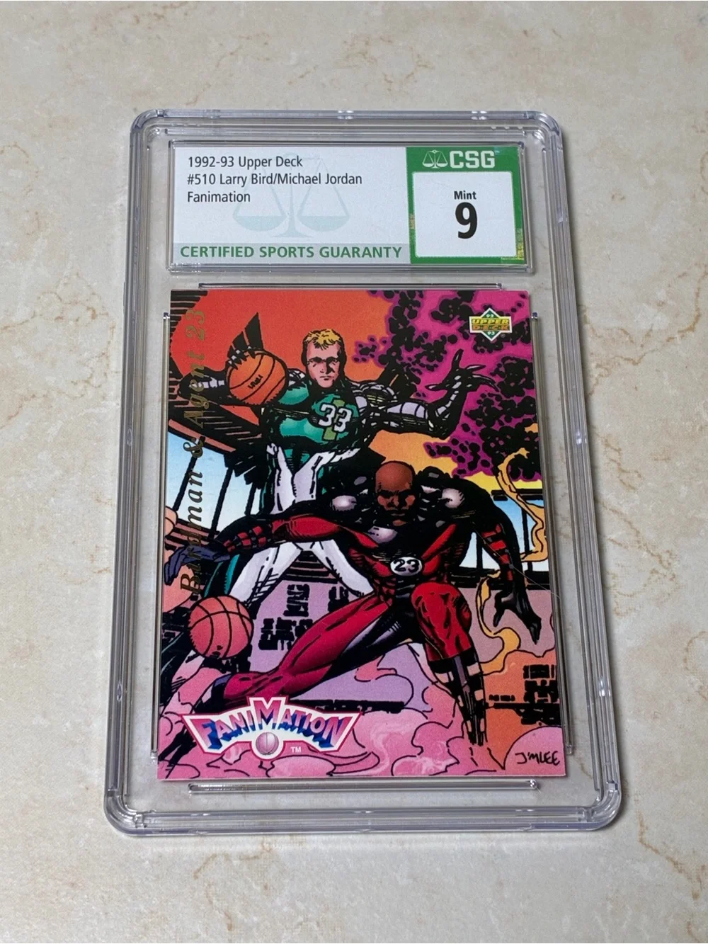 1992-93 UD Fanimation Larry Bird/Michael Jordan trading card Graded 9